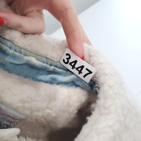 Vintage Lee Storm Rider Jacket Mens Large Sherpa Lined Workwear Thrashed 80s - Picture 14 of 14